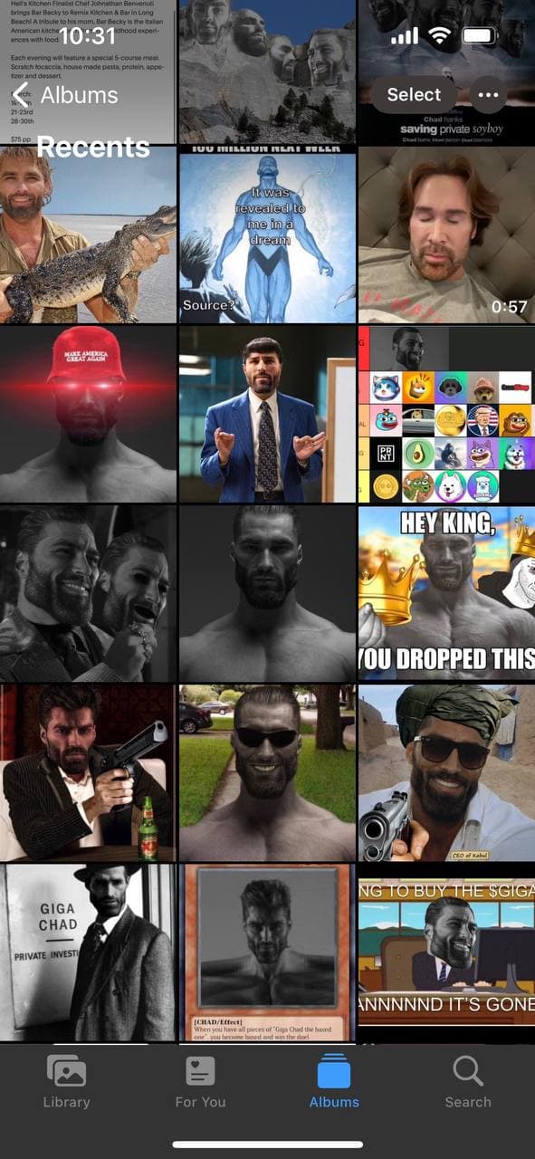 Grid of GigaChad meme images with various themes.