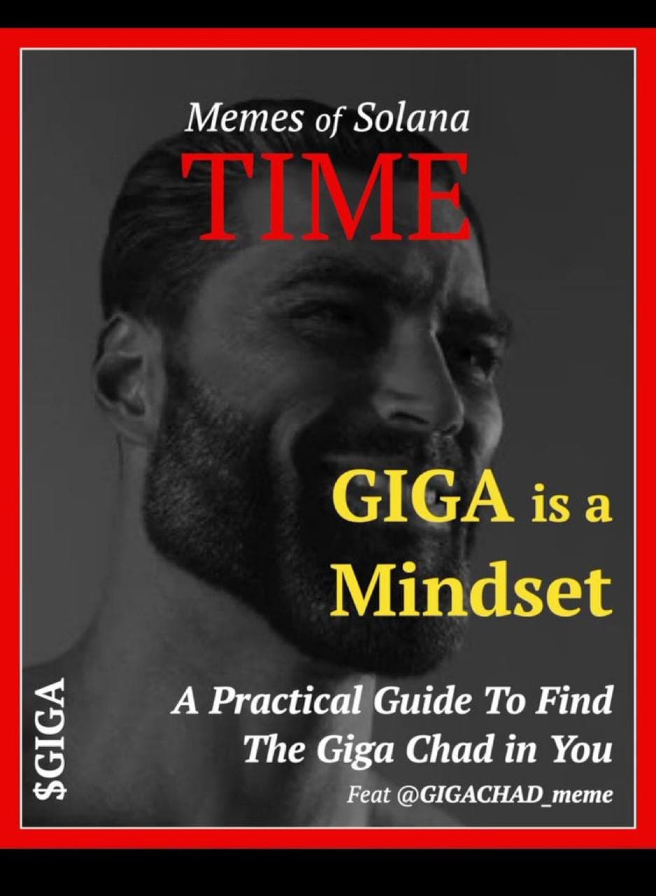 Confident man with beard promoting Giga mindset.