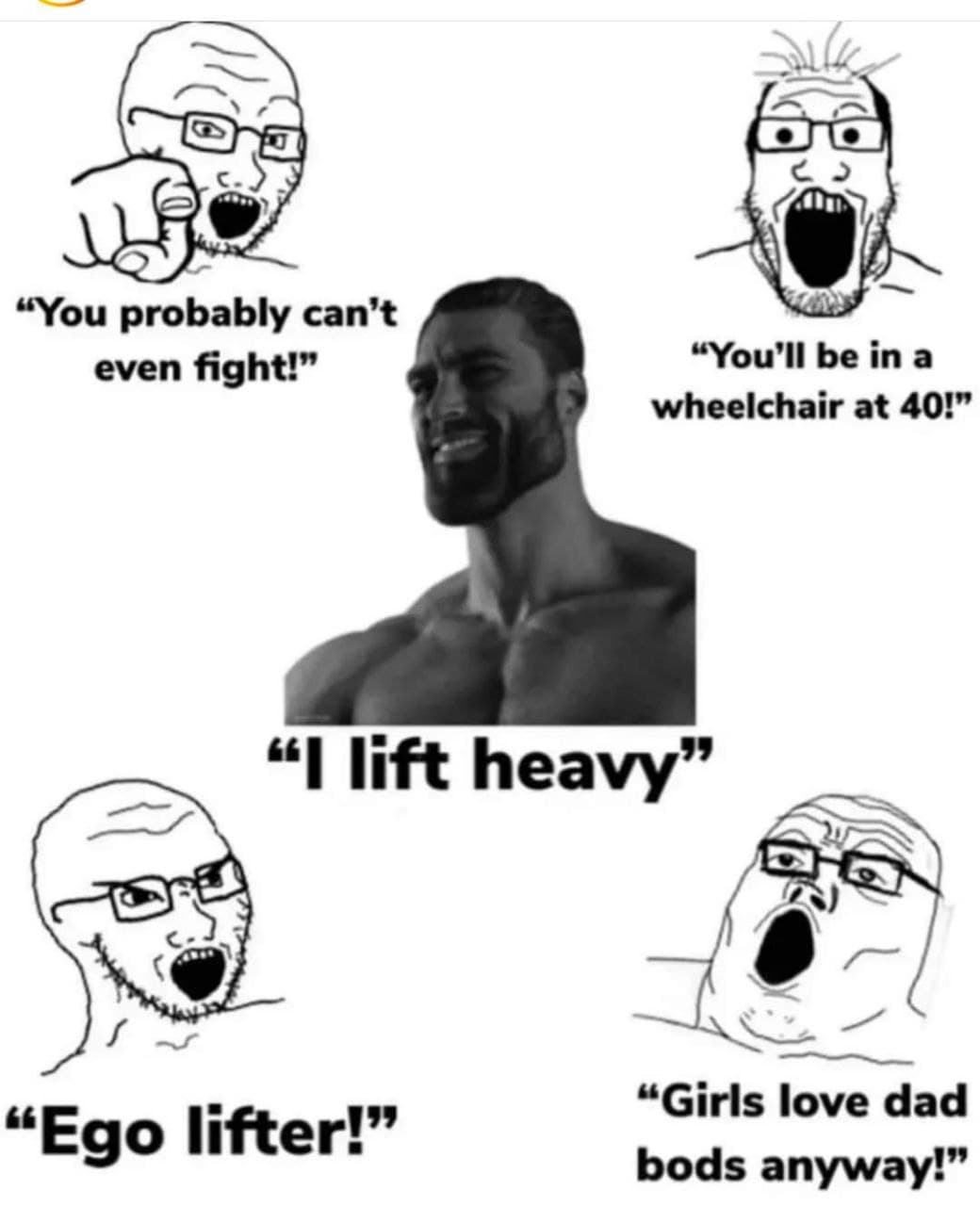 Muscular man defends lifting weights against critics.