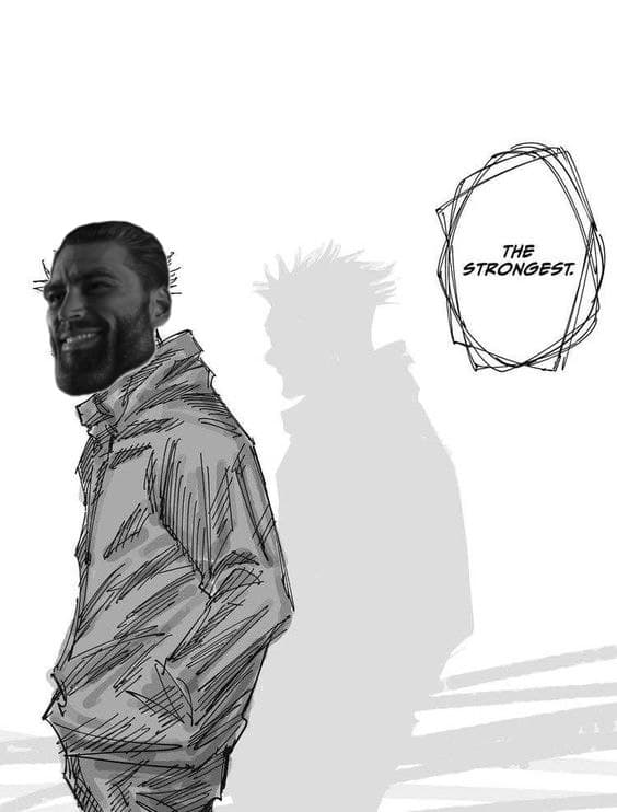 A confident figure with text indicating strength.