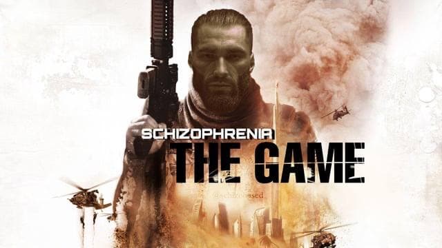 A man with a weapon in a chaotic scene symbolizing mental health battles.