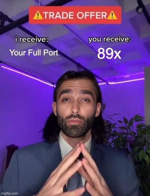 Man offering a trade of full port for 89 items.