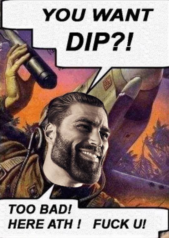 Muscular man refuses a request for dip humorously.