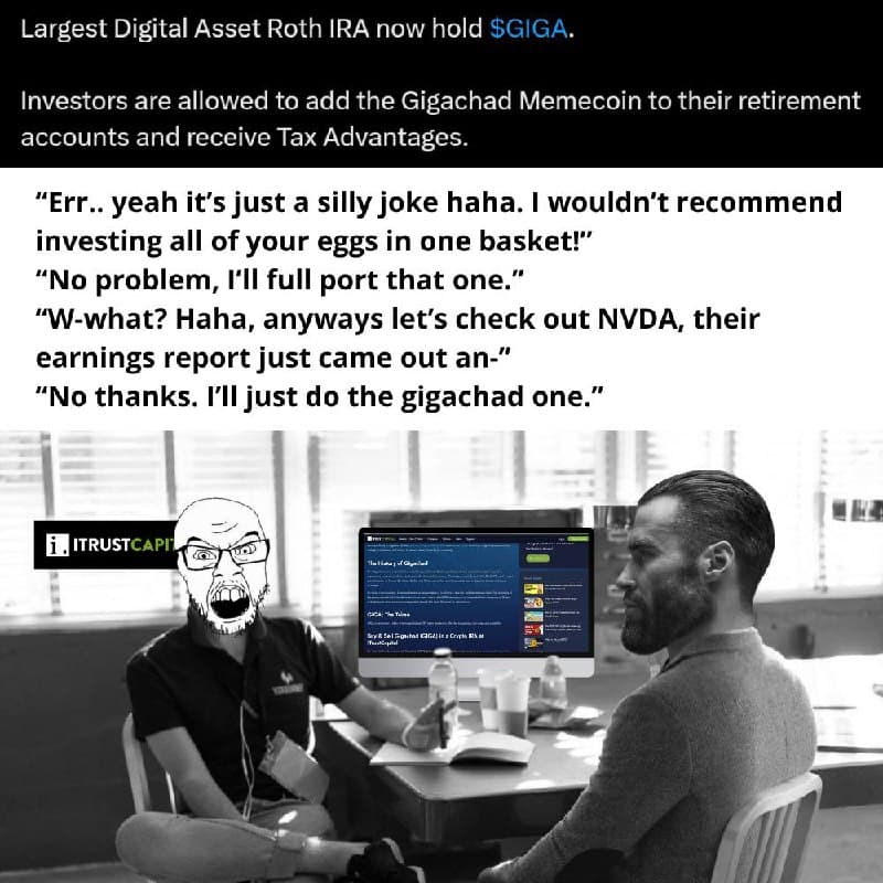 GigaChad meme about investing in meme coins.