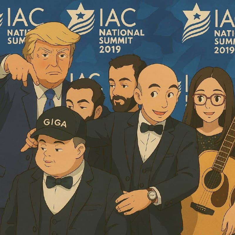 Group photo with animated characters at IAC National Summit 2019.