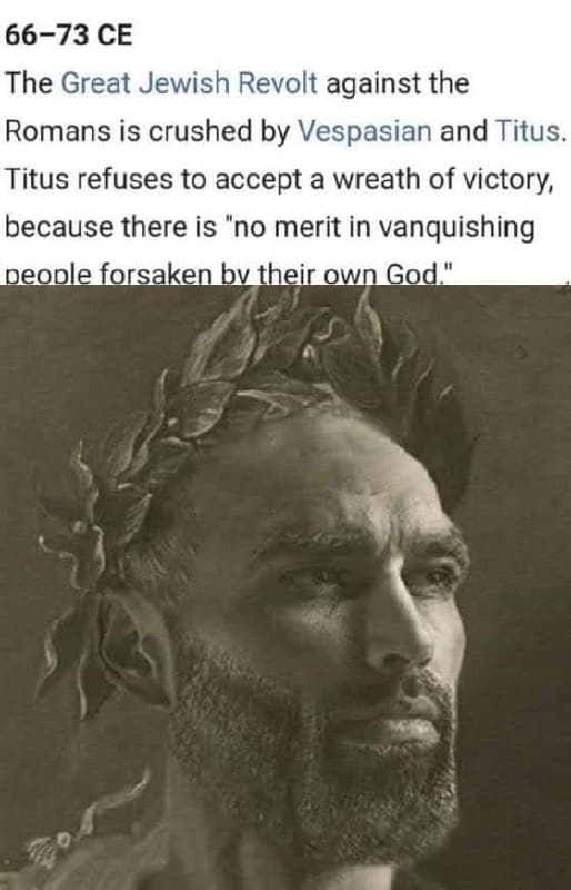 Muscular man with a laurel crown and historical text.
