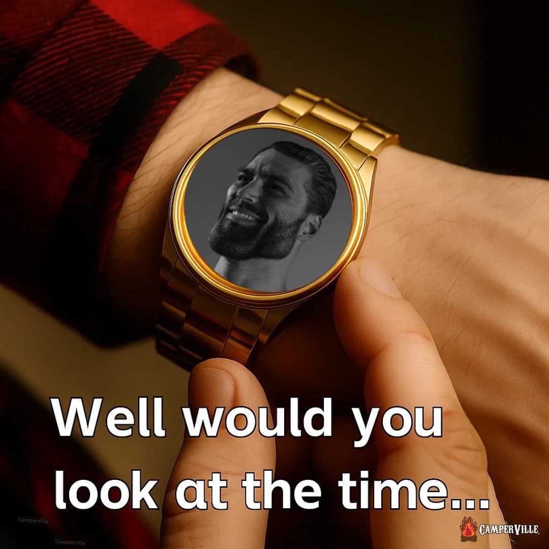 Person checking watch with smiling face inside.