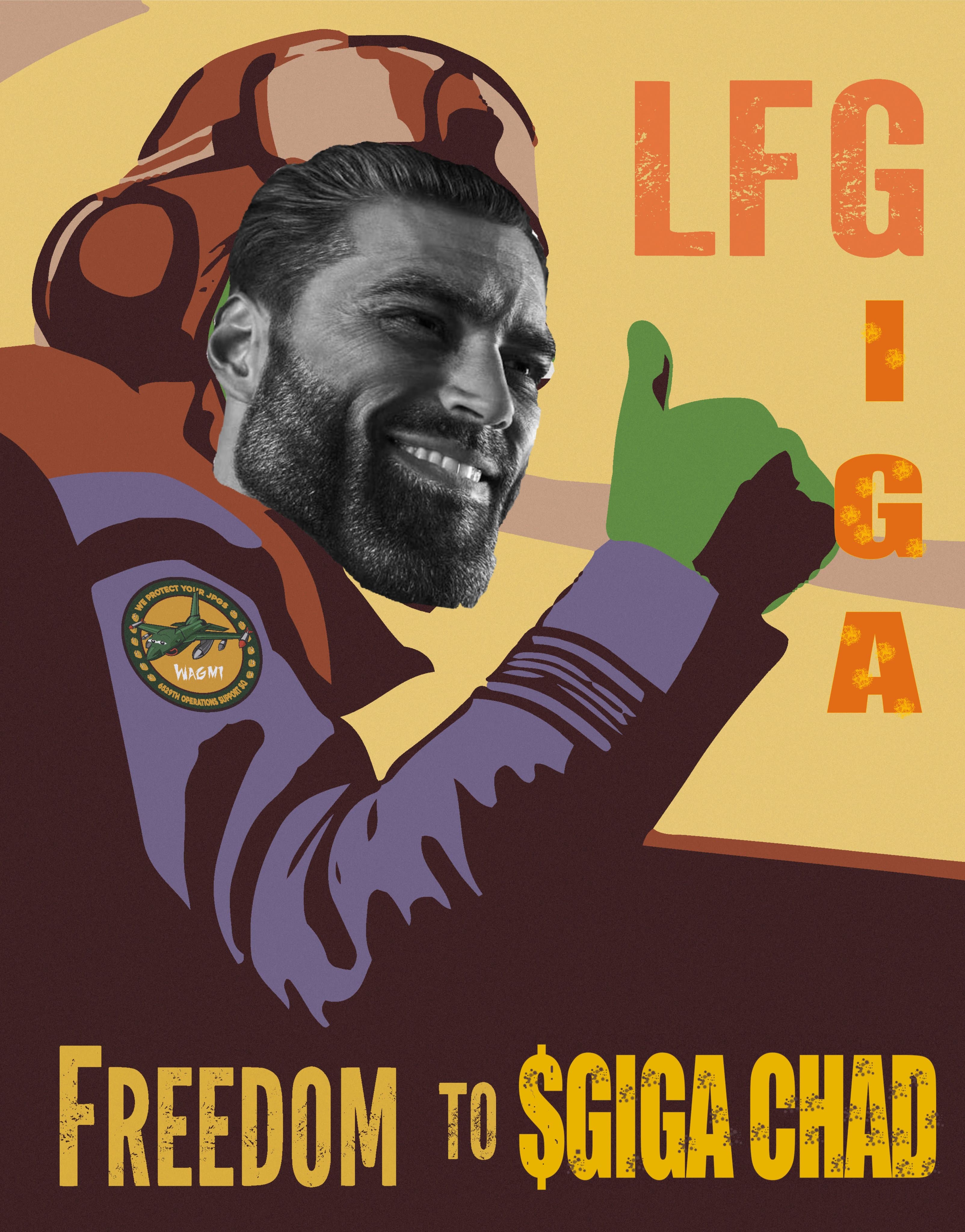 An upbeat figure with a thumbs up, celebrating GigaChad.