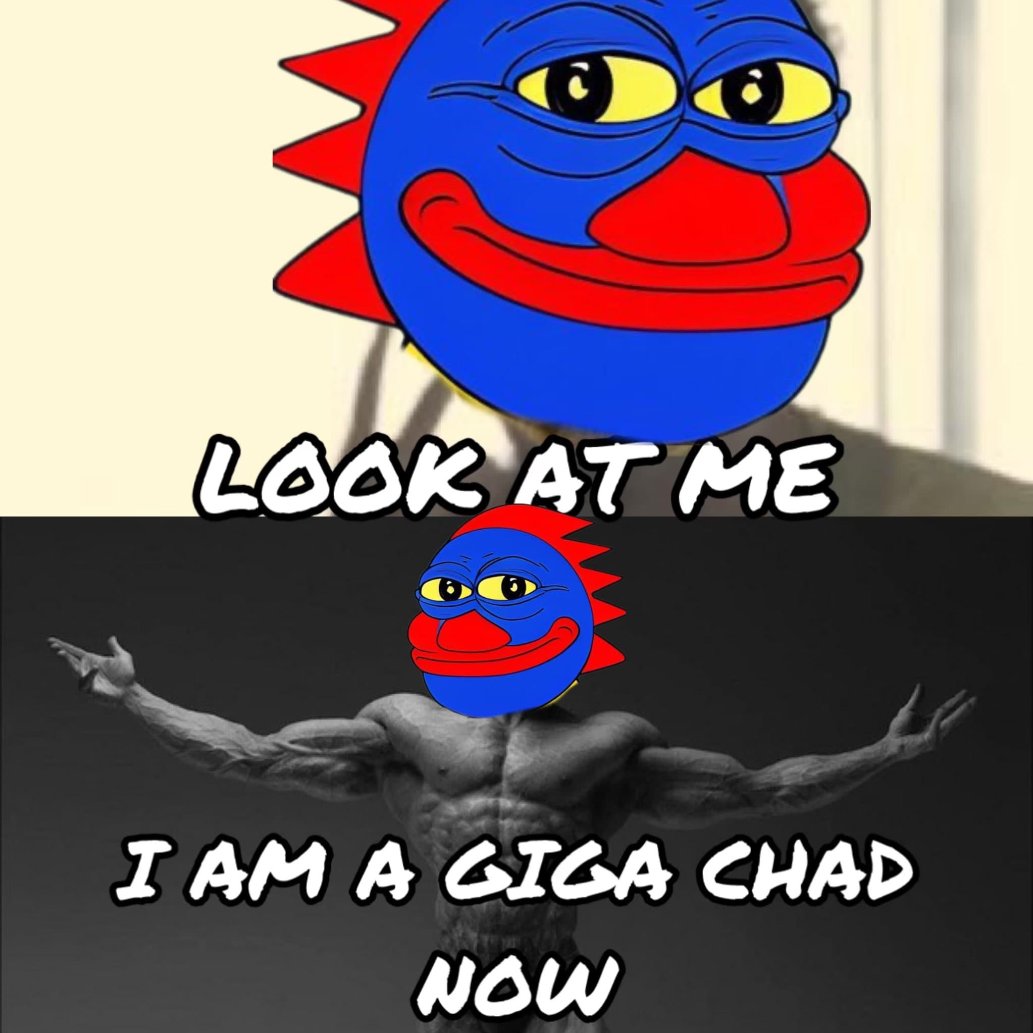 Cartoon frog claims it's now a Giga Chad.