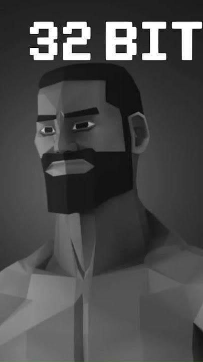 Stylized low-poly character with a beard looking confident.