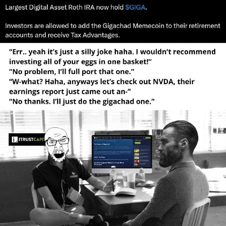 GigaChad meme about investing in meme coins.