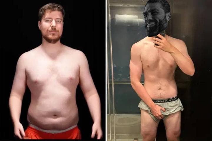 Comparison of two physiques, one average and one muscular.