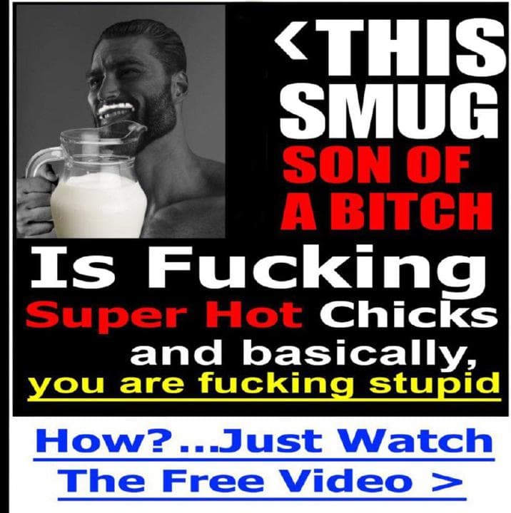 Smug man with milk pitcher, bold text mocking others.