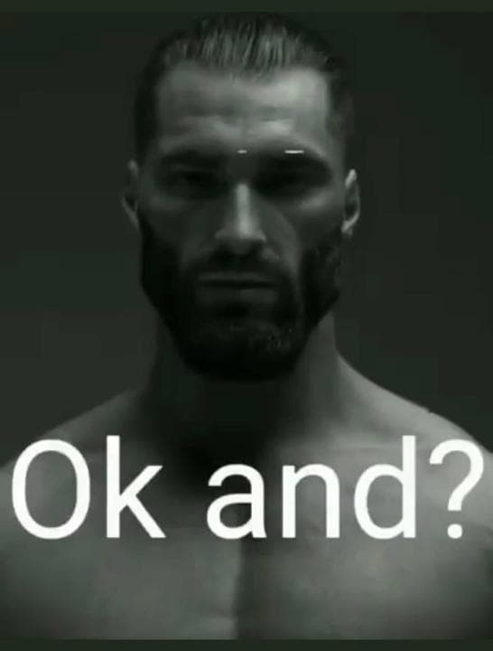 Muscular man looking serious with text overlay.